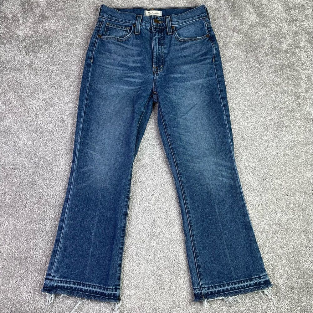 Madewell Jeans Women's 24 Blue Retro Crop Bootcut Dark Denim Pockets G1285